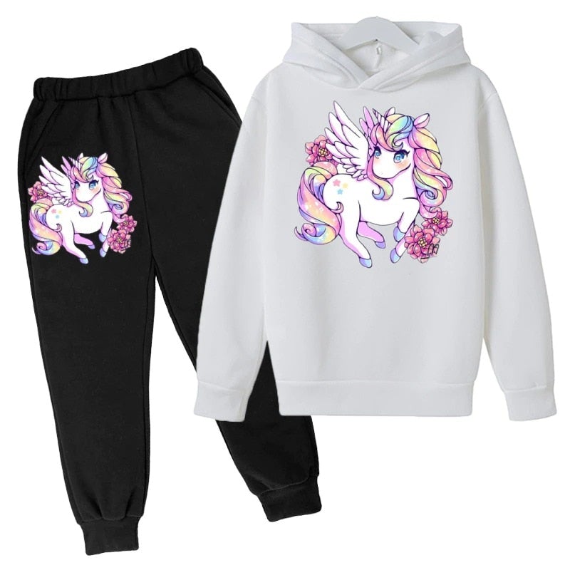 Girls Clothes 2 Piece Set Long Sleeve Hooddie Sweatshirt and  Jogging Pants Unicorn Black 10 Years : Clothing, Shoes & Jewelry