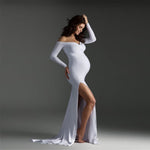 Off-Shoulder Long Sleeve Wrap Maternity Photoshoot Gown/Dress - Pink & Blue Baby Shop - Review