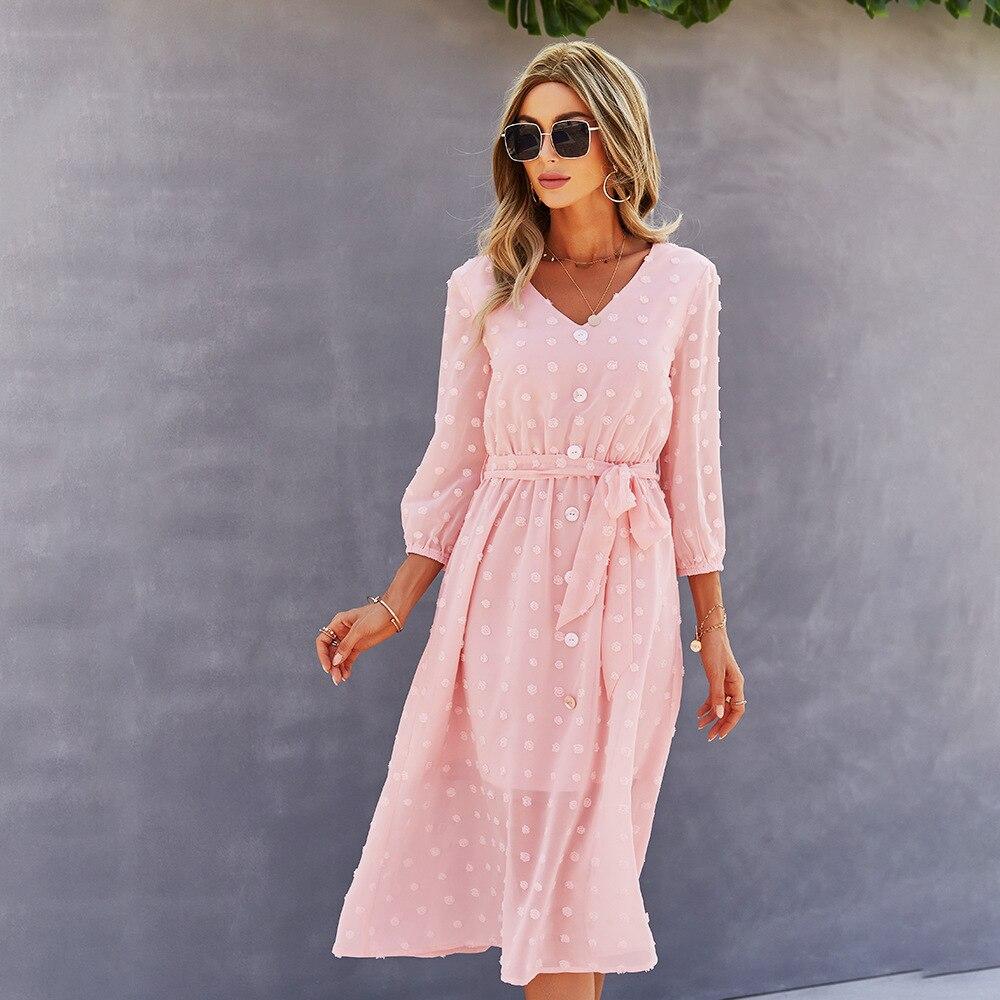 Solid Midi Post Maternity Dress Autumn-Spring S / Pink Solid Midi Post Maternity Dress Autumn-Spring S / Pink