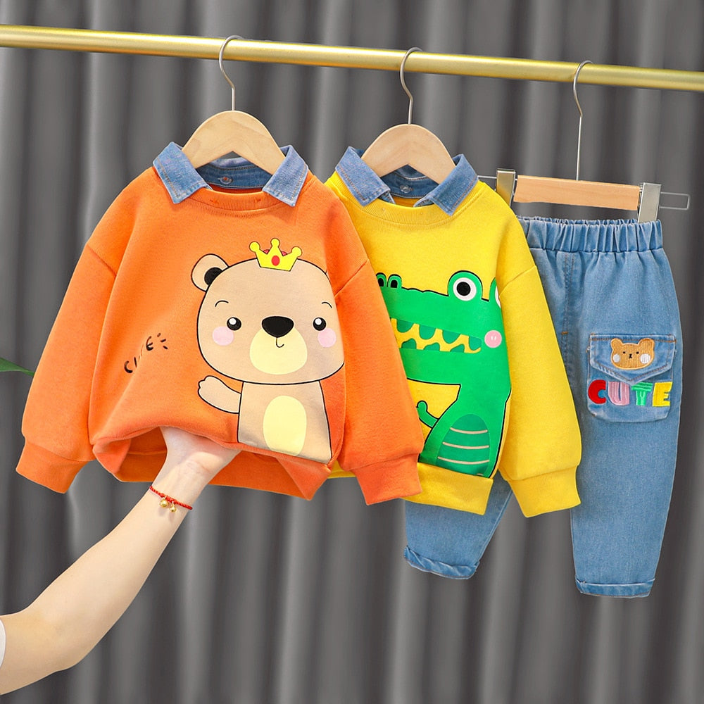Spring / Autumn 2 Pcs Cartoon Clothing Set for Kids - Long Sleeves Tee ...