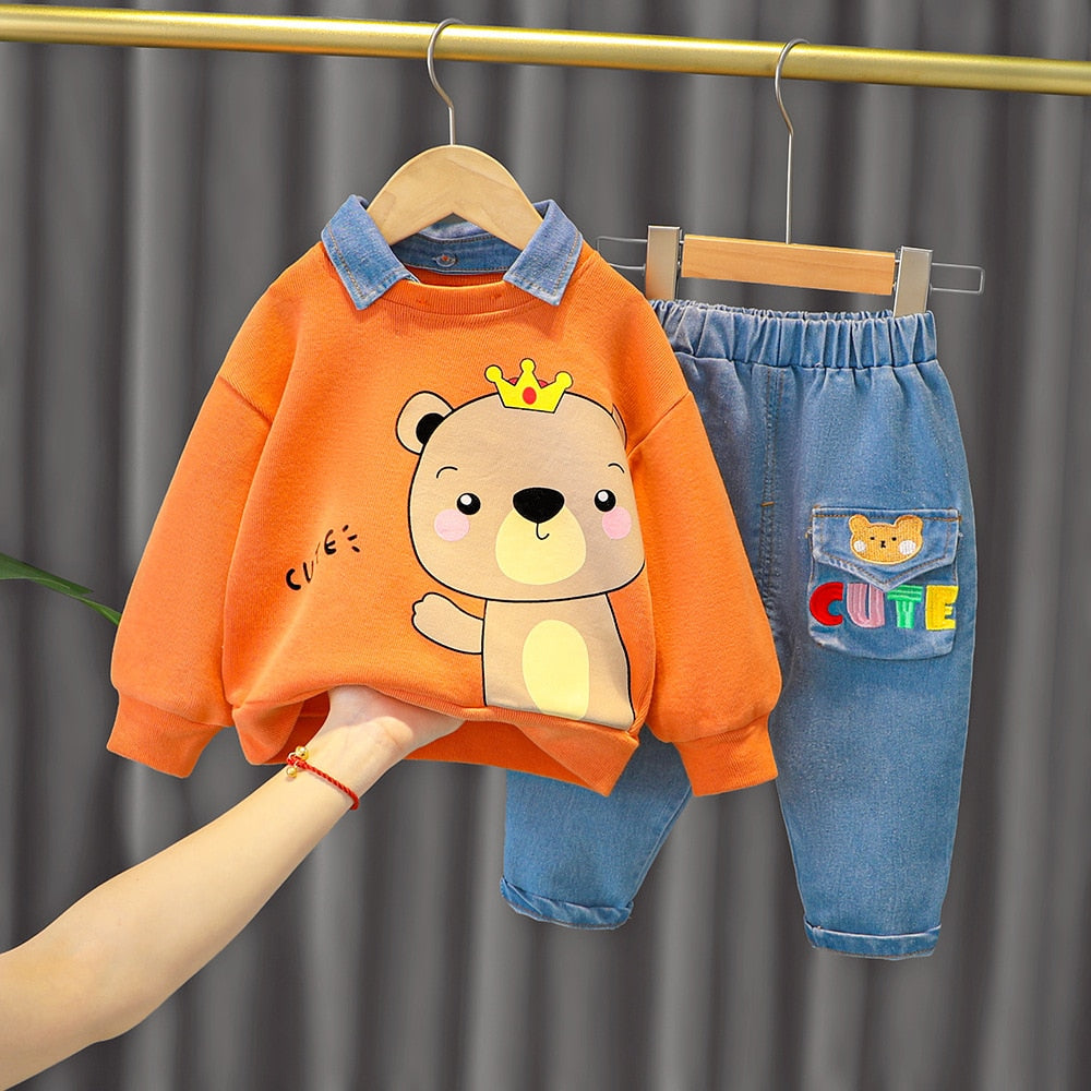 Spring / Autumn 2 Pcs Cartoon Clothing Set for Kids - Long Sleeves Tee ...