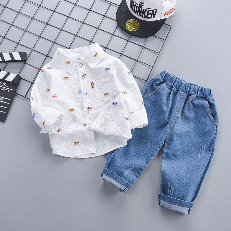 Spring Autumn 2 Pcs Cute Shirt + Pants Set for Toddlers & Kids