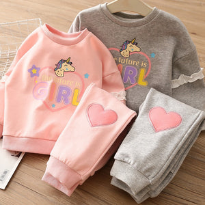 Spring / Autumn 2 Pcs Unicorn Long Sleeves Tee + Pants - Pink & Blue Baby Shop - Review