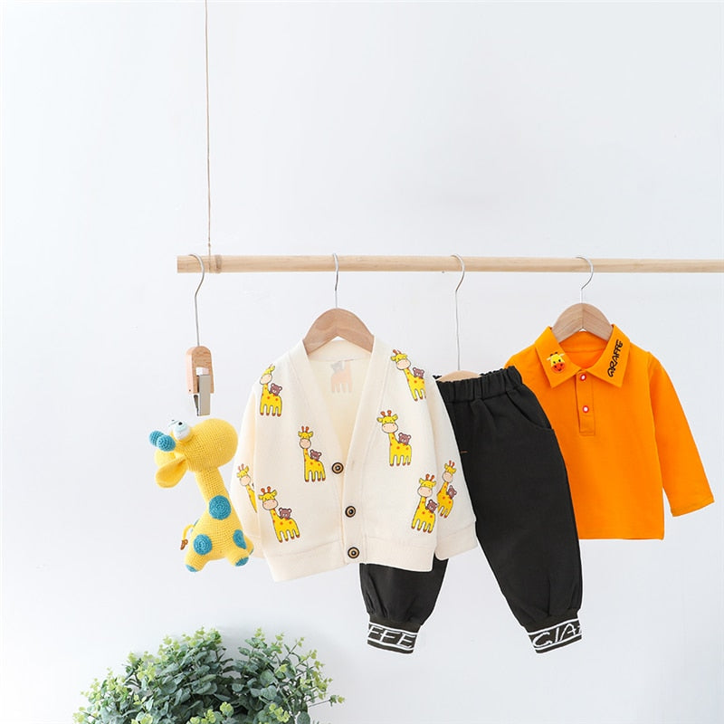 Spring / Autumn 3 Pcs Cute Giraffe Design Coat + T-Shirt + Pants Set for Boys - Pink & Blue Baby Shop - Review