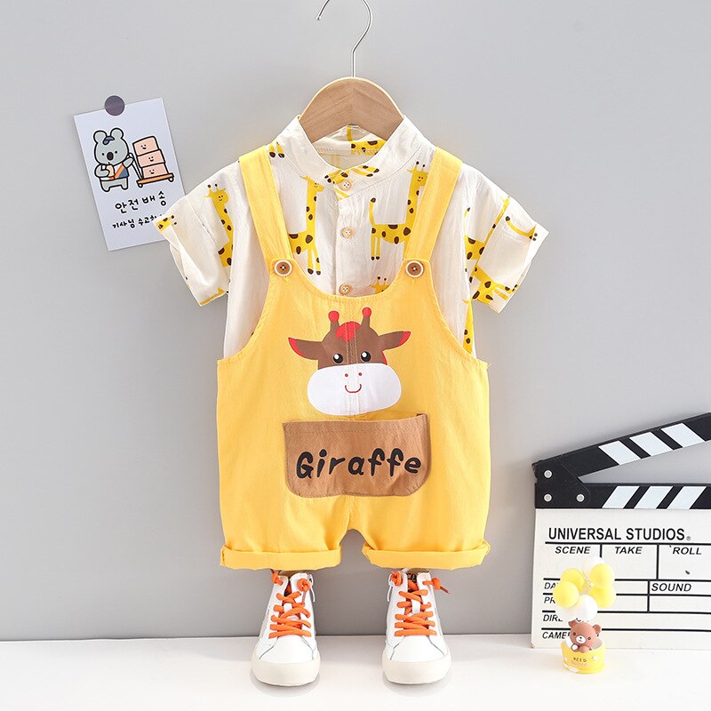 Spring/Summer 2Pcs Cartoon Clothing Set for Toddlers Giraffe Cartoon - Pink & Blue Baby Shop - Review