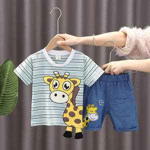 Spring / Summer 2 Pcs Clothing Giraffe Design T-Shirt + Shorts - Pink & Blue Baby Shop - Review