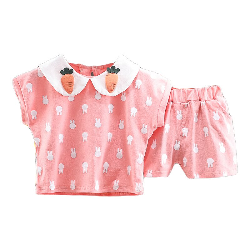 Spring / Summer 2Pcs Girls Clothing Set Tee + Shorts - Pink & Blue Baby Shop - Review