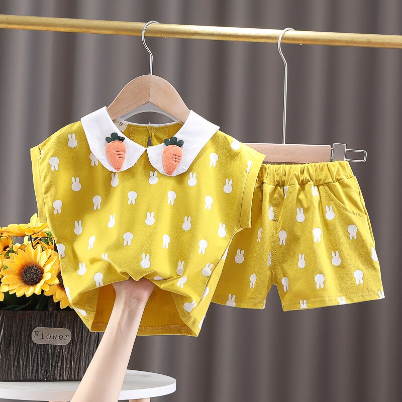 Spring / Summer 2Pcs Girls Clothing Set Tee + Shorts - Pink & Blue Baby Shop - Review