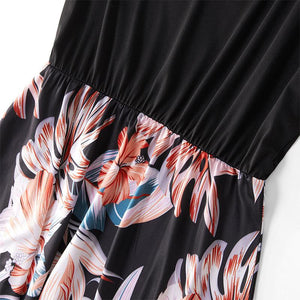 Spring/Autumn Mother Daughter Matching Dresses - Black Top Floral Dres Pink & Blue Baby Shop Spring/Autumn Mother Daughter Matching Dresses - Black Top Floral Dres Pink & Blue Baby Shop