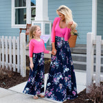 Spring/Autumn Mother Daughter Matching Dresses - Rose Red Top Floral Dress - Pink & Blue Baby Shop - Review