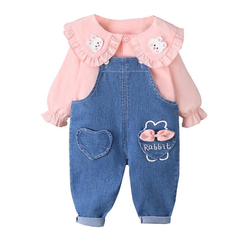 Spring/Summer 2 Pcs Denim Overall +Shirt Set for Girls - Pink & Blue Baby Shop - Review