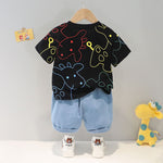 Spring/Summer 2Pcs Set with Giraffe Print T-shirt and Shorts - Pink & Blue Baby Shop - Review