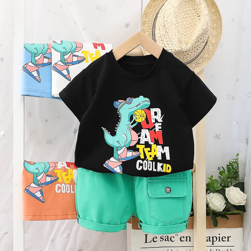 Summer 2 Pcs Clothing Set for Kids - Croc Tee + Shorts - Pink & Blue Baby Shop - Review