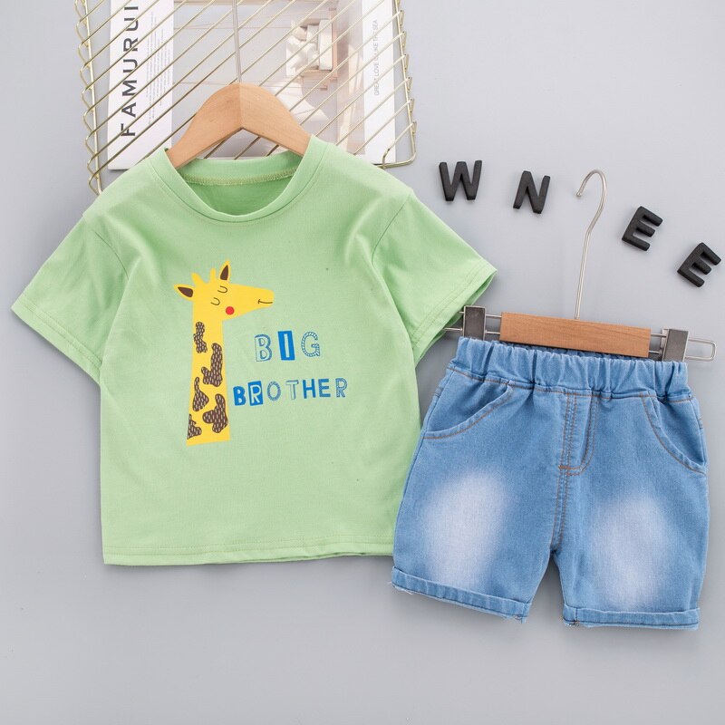Summer 2 Pcs Giraffe Cartoon Clothing Set for Toddlers and Kids - Pink & Blue Baby Shop - Review