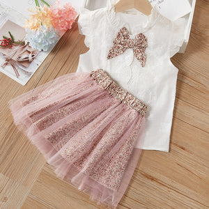 Summer 2 Pcs Summer Clothing Set for Girls T-Shirt + Skirt - Pink & Blue Baby Shop - Review