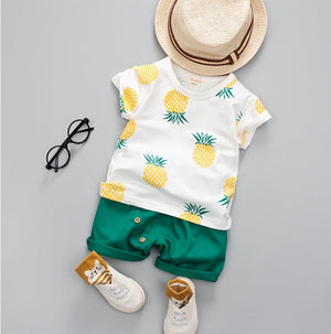Summer 2 Pcs Unisex Pineapple T-shirt + Shorts - Pink & Blue Baby Shop - Review