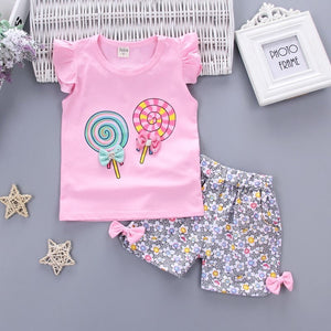 Summer 2Pcs Clothing Set for Girls Top Fashion Design + Shorts - Pink & Blue Baby Shop - Review