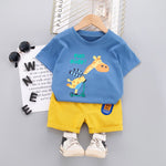 Summer 2Pcs Kids Clothing Set Giraffe Tee + Shorts - Pink & Blue Baby Shop - Review