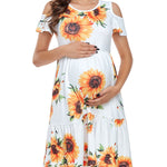 Summer Casual Cold-Shoulder Sleeves Maternity Dress - Pink & Blue Baby Shop - Review