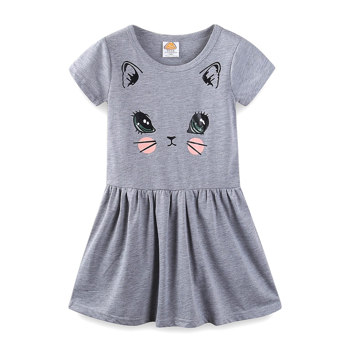 Summer Short Sleeves Dress with Cat Design for Girls - Pink & Blue Baby Shop - Review