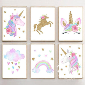 Unicorn Canvas Kids Room Decor - Pink & Blue Baby Shop - Review