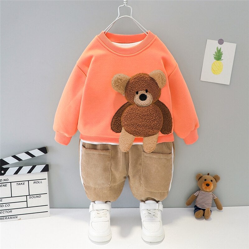 Spring/Autumn Baby/Toddler Teddybear 2 Pcs Clothes Set - Long Sleeves T+ Pants 24M / Orange Spring/Autumn Baby/Toddler Teddybear 2 Pcs Clothes Set - Long Sleeves T+ Pants 24M / Orange