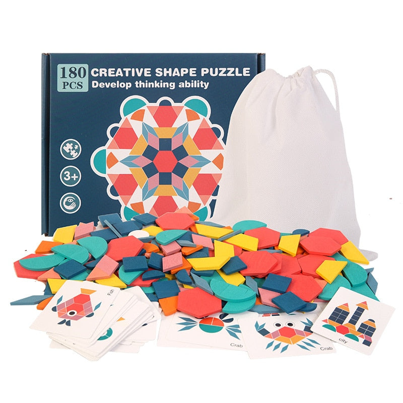 Wooden 3D Puzzles Geometric Shape - Pink & Blue Baby Shop - Review
