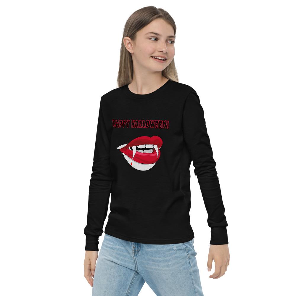 Youth long sleeve tee - Halloween Vampire Fangs - Pink & Blue Baby Shop - Review
