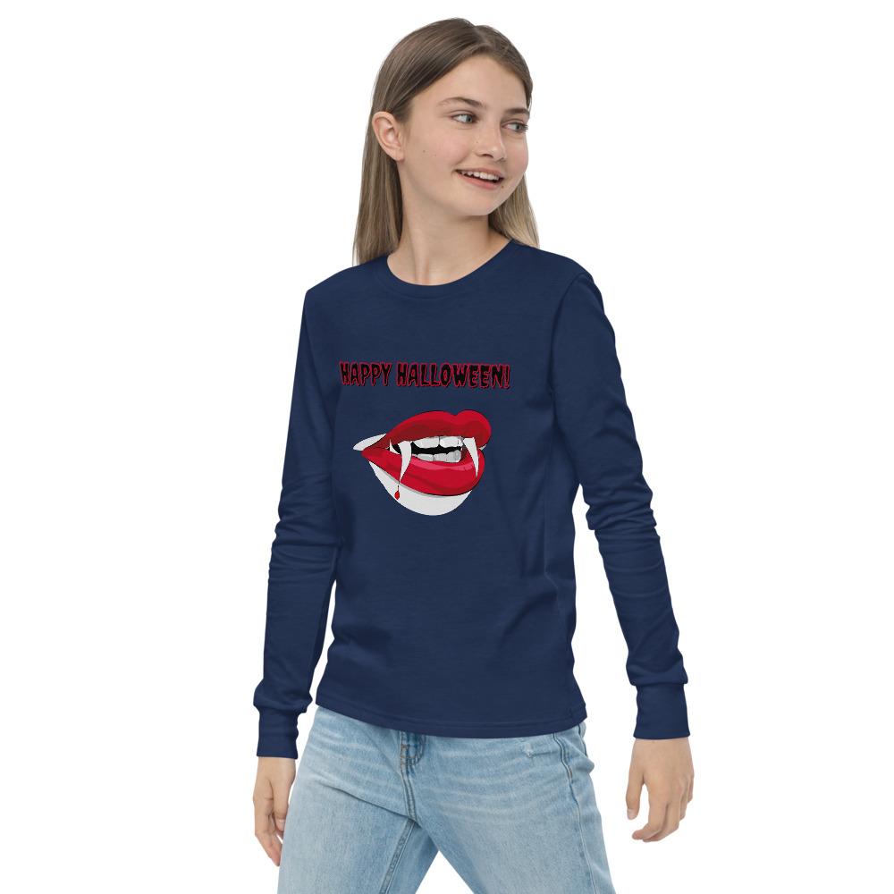 Youth long sleeve tee - Halloween Vampire Fangs - Pink & Blue Baby Shop - Review