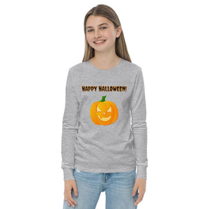 Youth long sleeve tee - Scary Halloween Pumpkin - Pink & Blue Baby Shop - Review