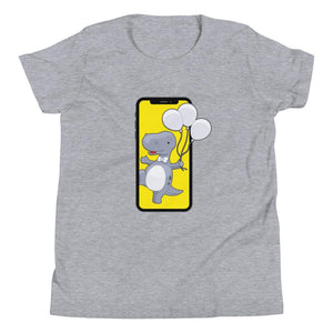 Youth Short Sleeve T-Shirt Dinosaur with Balloons on the Phone Screen - Pink & Blue Baby Shop - Review