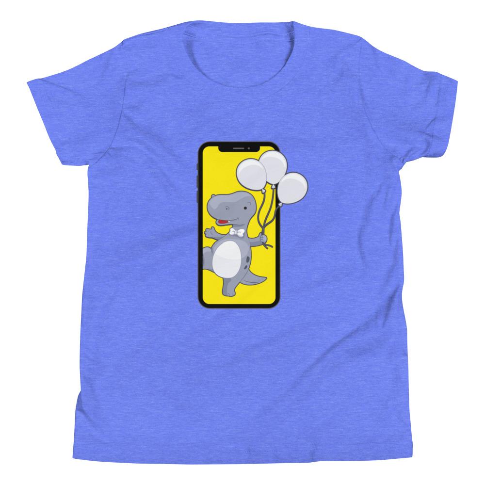 Youth Short Sleeve T-Shirt Dinosaur with Balloons on the Phone Screen - Pink & Blue Baby Shop - Review